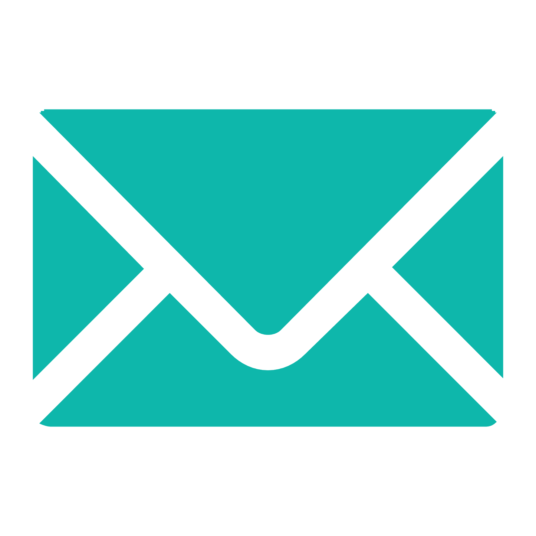 Teal envelope icon with black outlines representing an email or message.