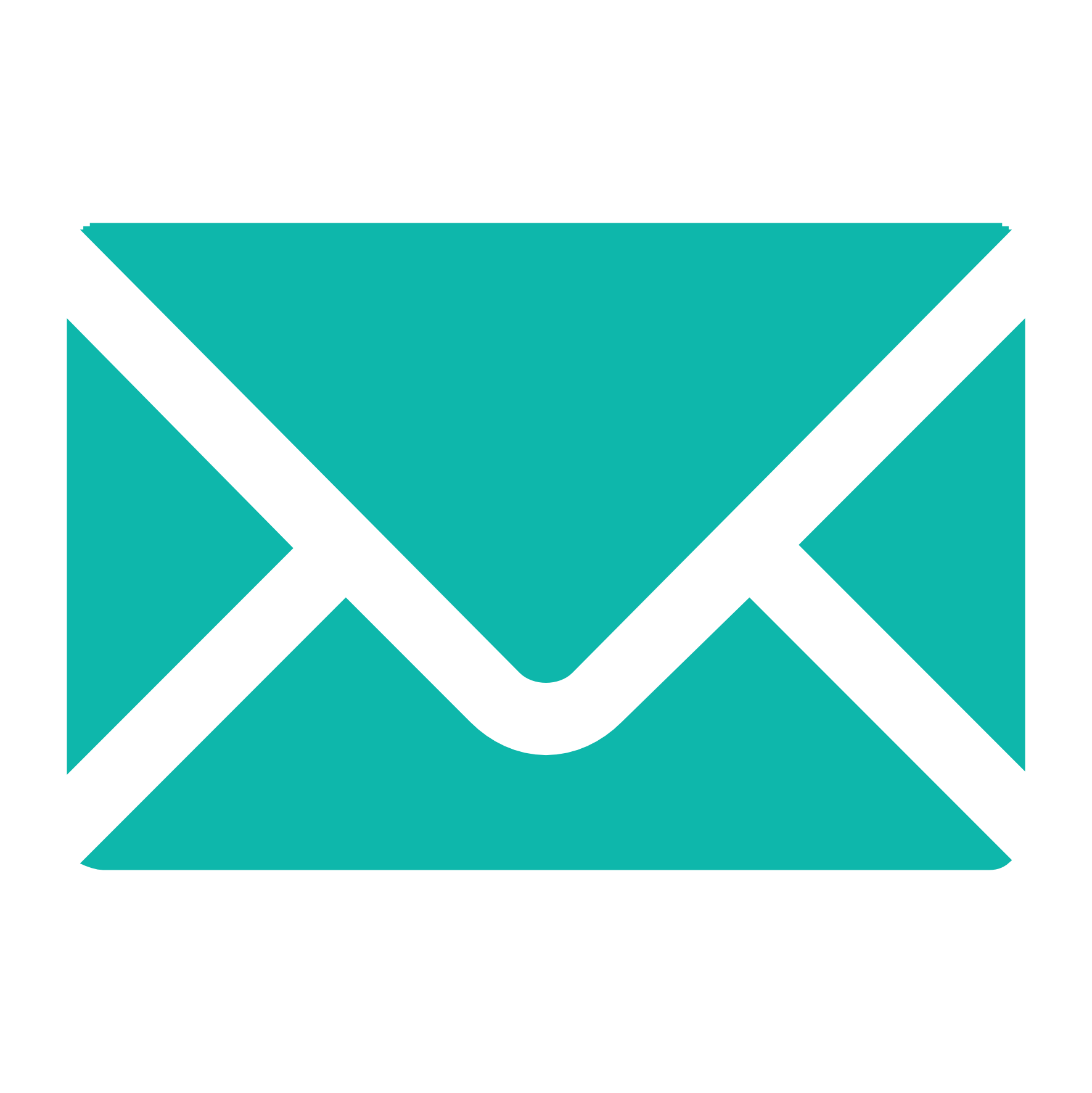 Teal envelope icon with black outlines representing an email or message.